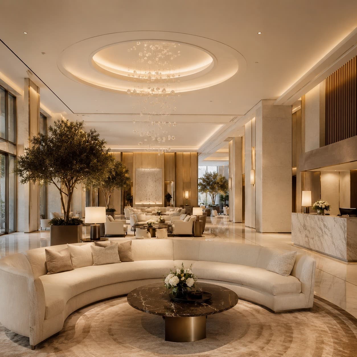 Elegant hotel lobby interior